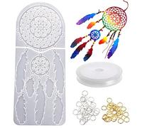 Woohome Grande Molde de Resina de Atrapasueños Molde Silicona Resina, Anillos de Salto y Cadena de Cristal para Hacer Manualidades, Decoración del Hogar