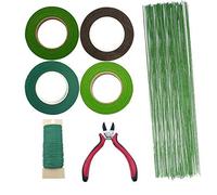 Woohome Herramienta Florales 1/2 Cinta Floral Verde Stem Tape, Alambre Floral de Calibre 22, Alambre Floral Wire 26 y 4 1/2 Inch Cortador de Alambre