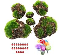 Woohome - Lote de 36 Piezas Artificiales de Musgo Artificial para decoración de jardín, 6 Piezas de aserrín Artificial de Musgo y simulación de Mariquita, Seta DIY para decoración de jardín, Verde