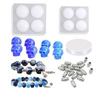 Woohome Molde de Resina, Cráneo Moldes Resina Epoxi y Cuerda de Hilo de Cristal, Accesorios de Joyería para Pulseras, Pendientes, Colgantes, Collares