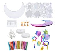 Woohome Molde de Resina, Luna Campanas de Viento Moldes Resina Epoxi con Lentejuelas para Hacer Carillones de Viento Artesanales, Decoración del Hogar, Regalo