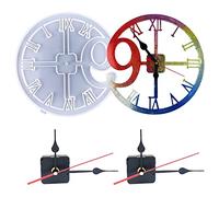 Woohome Moldes de silicona para reloj, moldes de reloj redondo para resina con manecillas de reloj, números árabes para reloj de bricolaje, molde de silicona para reloj de bricolaje, resina epoxi DIY