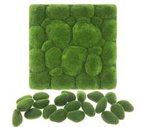 Woohome Musgo Artificial, 20 Pz Musgo Artificial Rocas Decorativas, 1 Paquete 30 x 30CM Alfombra de Hierba Artificial Musgo para Decoración, Jardines de Hadas