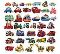 Woohome Parche de Ropa, 40 Pz Excavadora, Coche de Carreras, Camión de Bomberos Patch Sticker, Parches Ropa Termoadhesivos Bufandas para Ropa, Mochila, Gorras, Repara El Palo de Agujero