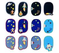 Woohome Patch Sticker, 12 Pz Rodilla Parche Termoadhesivo Algodón de Vaqueros para Planchar con Diseño de Astronauta Espacial, Coser en Chaquetas, Ropa, Bolso, Zapatos