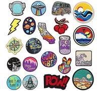 Woohome Patch Sticker, 20 Pz Mezclado Espacio Cereza Botella Parche Termoadhesivo Parches Ropa Termoadhesivos para Mochila, Gorras, Ropa