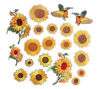 Woohome Patch Sticker, 22 Pz Girasol Pájaro Mariposa Parche Termoadhesivo Apliques para Ropa Parche de Hierro en Patches para Mochila, Gorras, Ropa