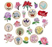 Woohome Patch Sticker, 23 Pz Parche Termoadhesivo de Mezclado Flores, Parches Ropa Termoadhesivos para Ropa, Mochila, Gorras, Repara