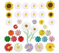 Woohome Patch Sticker Flores Mixtas, 35 Pz Girasol Margarita Parche Termoadhesivo Parche de Hierro en Patches paraMochila, Gorras, Ropa