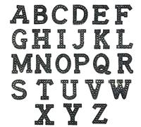 Woohome Patch Sticker Parches de Letras A-Z Diamantes de Imitación Apliques de Letras A-Z Parche Termoadhesivo para Ropa, Mochila, Gorras, Falda, Negro