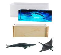 Woohome Rectangular Moldes de Resina Epoxi, Grand Moldes de Silicona de Resina Epoxi con Mini Ballena para Hacer Manualidades, Decoración Del Hogar