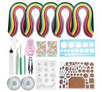 Woohome Set de Papel de Filigrana, 13 PCS Kits Papel Colores para Filigranas con 5 PCS 26 Colores 1300 Tiras de Quilling Papel DIY Herramientas Quilling