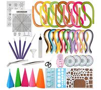 Woohome Set de Papel de Filigrana, 33 Pz Kits Papel Colores para Filigranas con 16 Colores 1600 Tiras de Quilling Papel DIY Herramientas Quilling