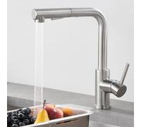 WOOHSE Grifo Cocina Extraible, Grifos Cocina Fregadero Giratorio 360°, Grifo de Cocina con 2 Tipos de Chorro, Grifo de Acero Inoxidable Cepillado