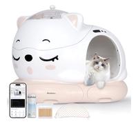 WOOHULOO Arenero Gatos Autolimpiable 24 Sensores, Extra Grande 80L, para Gatos Grandes y Múltiples, Control Dual de Olores, Diseño de Entrada Baja,Control por App (Blanco)