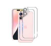 Wookfiss Espalda Protector de Pantalla para iPhone 16, 2 Piezas Back Cristal Templado con 2 Piezas Protector de Lente de Cámara, 9H Dureza Vidrio Templado Compatible con iPhone16