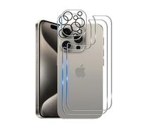 Wookfiss Espalda Protector de Pantalla para iPhone 16 Pro, 2 Piezas Back Cristal Templado con 2 Piezas Protector de Lente de Cámara, 9H Dureza Vidrio Templado Compatible con iPhone16 Pro