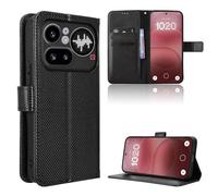 Wookfiss Funda de Fibra con Flip para Nothing Phone 4a Pro con Bloqueo RFID, [Cierre Magnético Case], [Ranura Tarjeta], [Función Soporte]-Negro