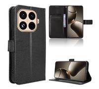 Wookfiss Funda de Fibra con Flip para Xiaomi 15T Pro con Bloqueo RFID, [Cierre Magnético Case], [Ranura Tarjeta], [Función Soporte]-Negro