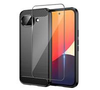 Wookfiss Funda para Google Pixel 10A + 1 Pieza Protector de Pantalla, TPU Suave + Fibra de Carbono Flexible Carcasa, [Protección Militar] Anti-Raspaduras, Antideslizante Bumper Case, Negro