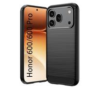 Wookfiss Funda para Honor 600/600 Pro 5G, TPU Suave + Fibra de Carbono Flexible Carcasa, [Protección Militar] Anti-Raspaduras, Antideslizante Bumper Case, Negro