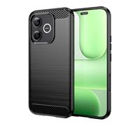 Wookfiss Funda para Honor 600 Lite 5G, TPU Suave + Fibra de Carbono Flexible Carcasa, [Protección Militar] Anti-Raspaduras, Antideslizante Bumper Case, Negro