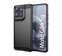 Wookfiss Funda para Motorola Moto G86 5G, TPU Suave + Fibra de Carbono Flexible Carcasa, [Protección Militar] Anti-Raspaduras, Antideslizante Bumper Case Compatible con Motorola Moto G86 5G, Negro