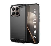 Wookfiss Funda para Xiaomi 15T Pro, TPU Suave + Fibra de Carbono Flexible Carcasa, [Protección Militar] Anti-Raspaduras, Antideslizante Bumper Case, Negro