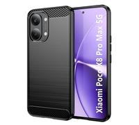 Wookfiss Funda para Xiaomi Poco X8 Pro MAX 5G, TPU Suave + Fibra de Carbono Flexible Carcasa, [Protección Militar] Anti-Raspaduras, Antideslizante Bumper Case, Negro