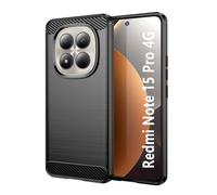 Wookfiss Funda para Xiaomi Redmi Note 15 Pro 4G, TPU Suave + Fibra de Carbono Flexible Carcasa, [Protección Militar] Anti-Raspaduras, Antideslizante Bumper Case, Negro