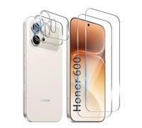 Wookfiss Protector de Pantalla para Honor 600 5G, 2 Piezas Cristal Templado + 2 Piezas Protector de Lente de Cámara, 9H Dureza Ultra Resistente Sin Burbujas Vidrio Templado