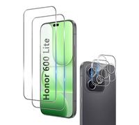 Wookfiss Protector de Pantalla para Honor 600 Lite 5G, 2 Piezas Cristal Templado + 2 Piezas Protector de Lente de Cámara, 9