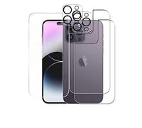 Wookfiss Protector de Pantalla para iphone 14 Pro Max Alta Definicion 9H Dureza Anti-caída/Anti-rasguños Protector de Pantalla Trasera de Vidrio (2)+Cristal Templado (1)+Cámara Protector(2)