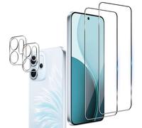 Wookfiss Protector de Pantalla para OPPO Reno 14 F 5G/14F/14FS, 2 Piezas Cristal Templado + 2 Piezas Protector de Lente de Cámara, 9H Dureza Ultra Resistente Sin Burbujas Vidrio Templado