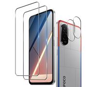 Wookfiss Protector de Pantalla para Xiaomi POCO M7 4G/POCO M7 Plus 5G, 2 Piezas Cristal Templado + 2 Piezas Protector de Lente de Cámara, 9H Dureza Ultra Resistente Sin Burbujas Vidrio Templado