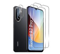Wookfiss Protector de Pantalla para Xiaomi Redmi A7 Pro, 2 Piezas Cristal Templado + 2 Piezas Protector de Lente de Cámara, 9H Dureza Ultra Resistente Sin Burbujas Vidrio Templado