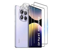 Wookfiss Protector de Pantalla para Xiaomi Redmi Note 14 Pro 4G Alta Definicion 9H Dureza Anti-caída/Anti-rasguños Cristal Templado 3D Vidrio Templado(2) +Cámara Protector(2)