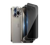 Wookfiss Protector de Pantalla Privacidad para iPhone 16 Pro Max, 2 Piezas Cristal Templado con 2 Piezas Protector de Lente de Cámara, 9H Dureza, Anti Espía Vidrio Templado
