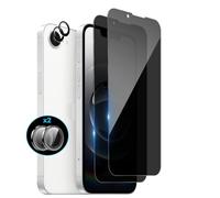 Wookfiss Protector de Pantalla Privacidad para iPhone 16e/iPhone 17e, 2 Piezas Cristal Templado con 2 Piezas Protector de Lente de Cámara,9H Dureza,Anti Espía Vidrio Templao