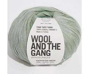 Wool and the Gang, Tina Tape - Hilo verde eucalipto, 100 g, Aran/Worsted
