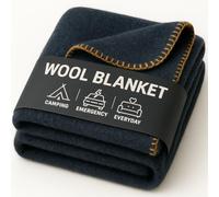 Wool Camping Blanket - 70% Wool Heavy-Duty Military Style Throw, Warm & Washable, Fire Retardant Cover for Emergency, Survival & Outdoor Use - Perfect for Camping, Car, Home & Hiking, Navy 62x84