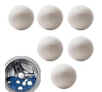 Wool Dryer Balls Laundry Reusable, Sheet & Fabric Softener Set of 6, 2.36 Inches, Long-Lasting Fabrics, Shortens Drying Time, Dryer Balls for Anti-Static, Reduces Wrinkles