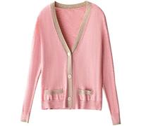 Wool Knitted Cardigan Women's Short Coat Autumn Thin Outer Shawl Top,Rosa,METRO