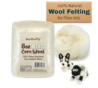 Woolbuddy Wool Felting Core Wool - Handmade Carded White for Needle & Wet Felting, Dryer Balls, Craft Pads & Chunky Yarn (8oz)