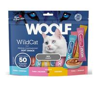 Woolf Crema Mix Sabores Surtidos 50uds | Snack Líquido para Gatos | Snack con Atún, Bacalao, Pollo, Gambas para Gatos 700gr (50 Sobres de 14gr)