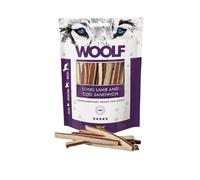 Woolf Snack de Cordero y Bacalao para Perro 100g. Premios, chuches Naturales para Perro en Tiras de Sandwich