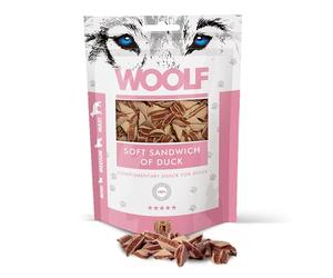 Woolf Snacks, pequeño Sandwich de Pato para Perro 100g. Chuches, premios Naturales para Perro