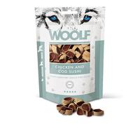 Woolf Snacks Shusi de Pollo y Bacalao para Perro 100g. Premios y chuches Naturales para Perro