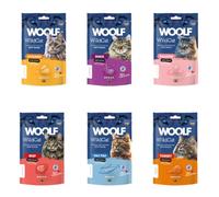 Woolf Wildcat - Pack Ahorro Snacks Semihúmedos para Gatos - Recompensa, chuches, golosinas - Pollo, Pato, Salmón, Ternera, Pescado, Pavo - 50gr - 6uds