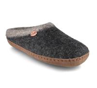 WoolFit Sherpa - Pantuflas de fieltro con plantilla flexible y suela de piel, talla 36-48, gris, 42 EU Estrecho